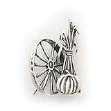 Sterling Silver Antiqued Wagon Wheel and CornStalks Pin