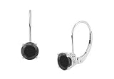 14K White Gold : Round Black Diamond Stud Earrings 1.50 CT. TW