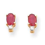 14k 6x4mm Oval Ruby AA Diamond earring XE754R/AA