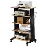Printer Stand, 5 Levels, 29-1/2x22x45, Black/Medium Oak