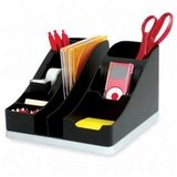 deflect-o 35172 All-in-one caddy, black/silver, 8w x 9-1/4d x 5-1/4h