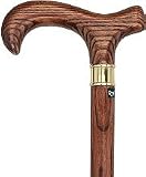 Extra Long, Super Strong Espresso Derby Walking Cane With Ash Wood Shaft and Brass Collar