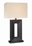 Lite Source LS-20325LTR Marco Table Lamp, Leather Base with Off-White Fabric Shade