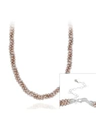 Sterling Silver Freshwater Cultered Lavender Pearl Three Row Twisted Necklace