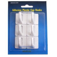 Adhesive Plastic Cup Hooks, White by World Wide Sourcing