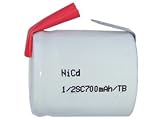 12 Sub-C 700 mAh NiCd Battery with Tabs