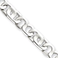 14k White Gold 10.25mm Fancy Bracelet - 8.5 Inch - Lobster Claw - JewelryWeb