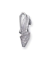 Sterling Silver CZ Ladies Shoe Shape Pendant