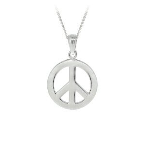 Peace-sign Pendant Sterling Silver .18"stainless Steel Necklace Chain
