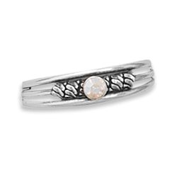 Oxidized Twist Toe Ring with AB Crystal