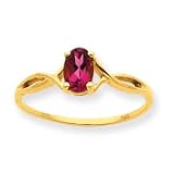 10k Genuine Pink Tourmaline Birthstone Ring - Size 6