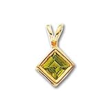 14k 5mm PrincessCut Peridot bezel pendant