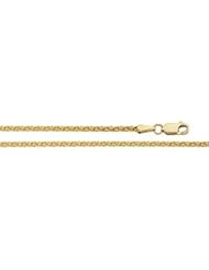 14K Yellow Gold 16 Inch Diamond Cut Wheat Chain