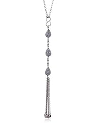 Deanna Hamro Atelier "Tassel" Jet Hematite-Color Triple Flat Pave Drop Necklace