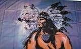 : Flagge 90 x 150 : Indianer & Wolf