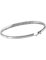 14k White Gold Childrens Etched Flex Bangle Bracelet