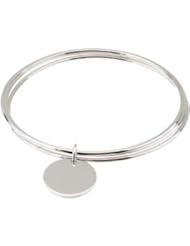 Sterling Silver Triple Bangle Bracelet With Circle Charm by US Gems