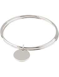 Sterling Silver Triple Bangle Bracelet with Circle Charm