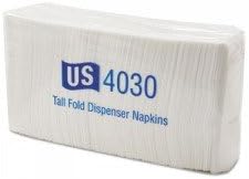 Tallfold Dispenser Napkins, 1-Ply, 7 x 13 1/2, White