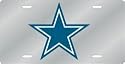Dallas Cowboys Laser Cut Silver License Plate