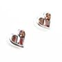 14k White Invisible-set Heart Shaped Garnet Earrings - JewelryWeb