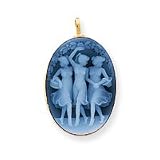 14k 22x30mm Three Graces Agate Cameo Pin/Pendant