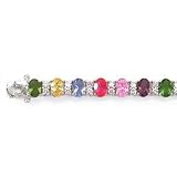 STERLING SILVER W/MULTI-COLOR CZ BRACELET 71/4"