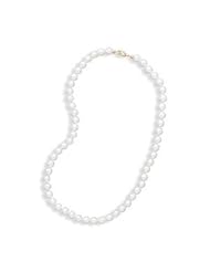 White Pearl Necklace Individually Knotted with a 14K Yellow Gold Clasp 6.5-7mm, Made in the USA