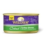 Wellness Canned Cat Food, Cubed Turkey Dinner, 24-Pack of 3 oz. Cans