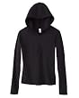 Bella Ladies Cotton/Spandex Half Zip Hooded Pullover Shirt - Black