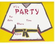 Martial Arts Party Invitations Gi Uniform Shape