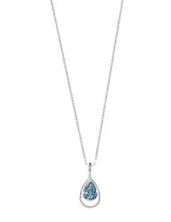 Boma Sterling Silver Blue Topaz Teardrop Necklace, 16 inches