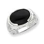 Sterling Silver Oval Black Stone Mens Filigree Ring