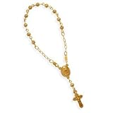 Rosary Bracelet 14K Gold Plate with Medallion and Crucifix