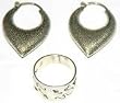 Silver Jewelry Set Women's Earrings with Ring