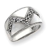 Sterling Silver Marcasite & Mother of Pearl Ring