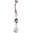 Handcrafted Swarovski Flower Pink Titanium Belly Ring
