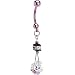 Handcrafted Swarovski Flower Pink Titanium Belly Ring
