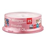 25xDVD+R 8,5GB 2,4x printable DoubleLayer CakeBoxvon "Memorex"