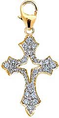 Cross, 14K Yellow Gold Diamond Charm
