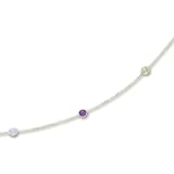 14k White Besel Set Gemstone Necklace - 16 Inch