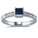 0.08 Cts Diamond & 0.50 Cts London Blue Topaz Ring in 18K White Gold