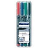 Staedtler Lumocolor Overhead Projection Markers, Fine Point, Assorted, 4 per Set (318-WP4)