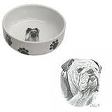 Bulldog Paw Print Bowl, Porcelain by Rosalinde (7 in. x 2.5 in. deep)