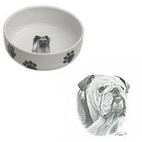 Bulldog Paw Print Bowl, Porcelain by Rosalinde (7 in. x 2.5 in. deep)