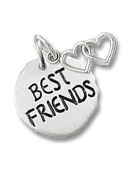 Rembrandt Charms "Best Friends" Charm Tag with Heart, Sterling Silver