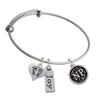 Nurse Caduceus Seal - NP Baby Feet and Joy Expandable Bangle Bracelet