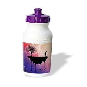 Perkins Designs Surreal - Slice of Earth 3 silhouette of a person and tree on landmass traveling in space - Water Bottles