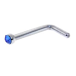 Sapphire Blue Gem MICRO Nose Ring L-Shaped