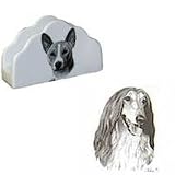 Afghan Hound Napkin Holder, Porcelain by Rosalinde